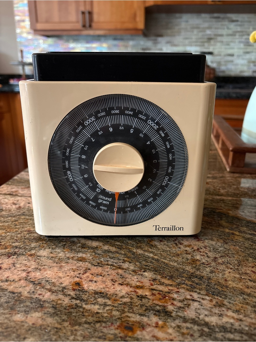 Terraillon Vintage Analog Kitchen Scale in Yellow Cream and Black 1970s